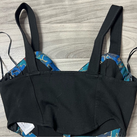 Zara Blue Embroidered Bustier Cropped Corset Top Women’s Size Small - Picture 5 of 8